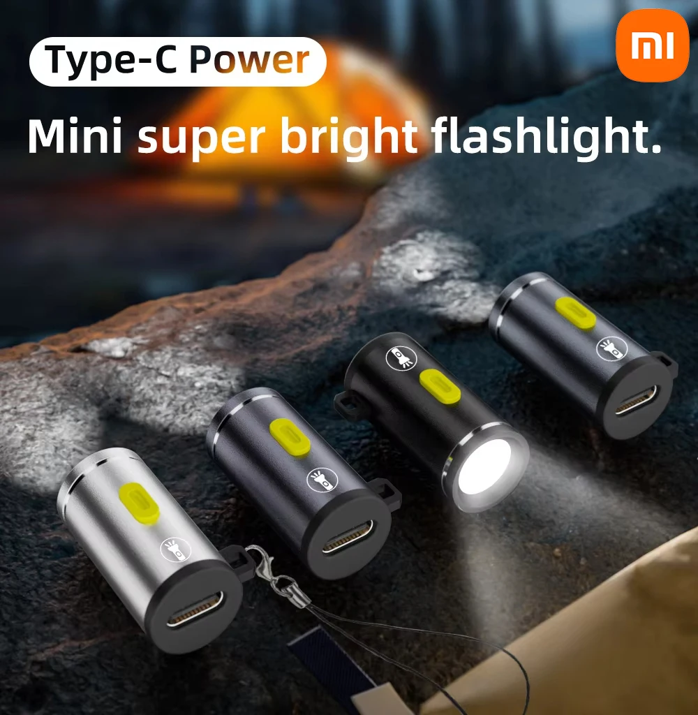 Xiaomi High Brightness LED Mini Flashlight Powered By Type C Connectors Small LED Light LED Torches Perfect For On Travel Use