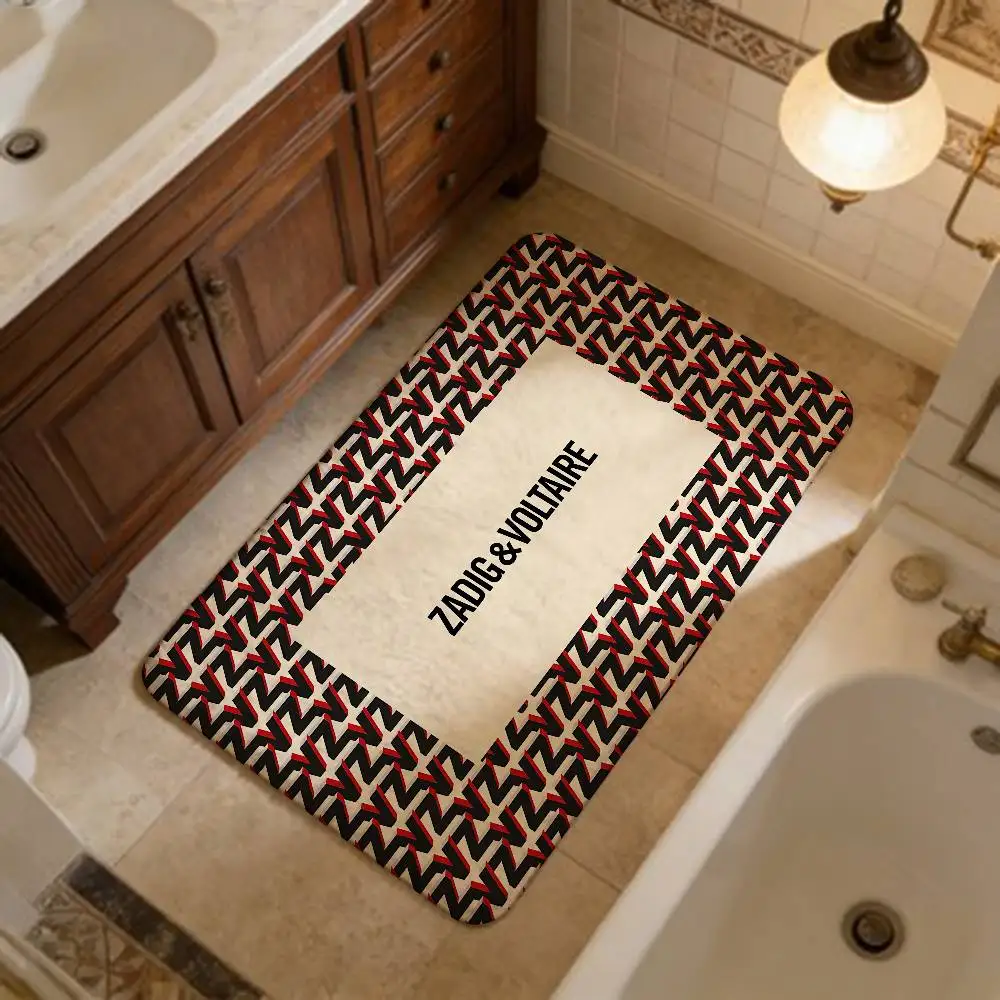 Alfombra de entrada con logotipo de la marca de moda Z-Zadig V-Voltaire, alfombra de estilo nórdico para dormitorio, sala de estar, balcón, antideslizante, moderna