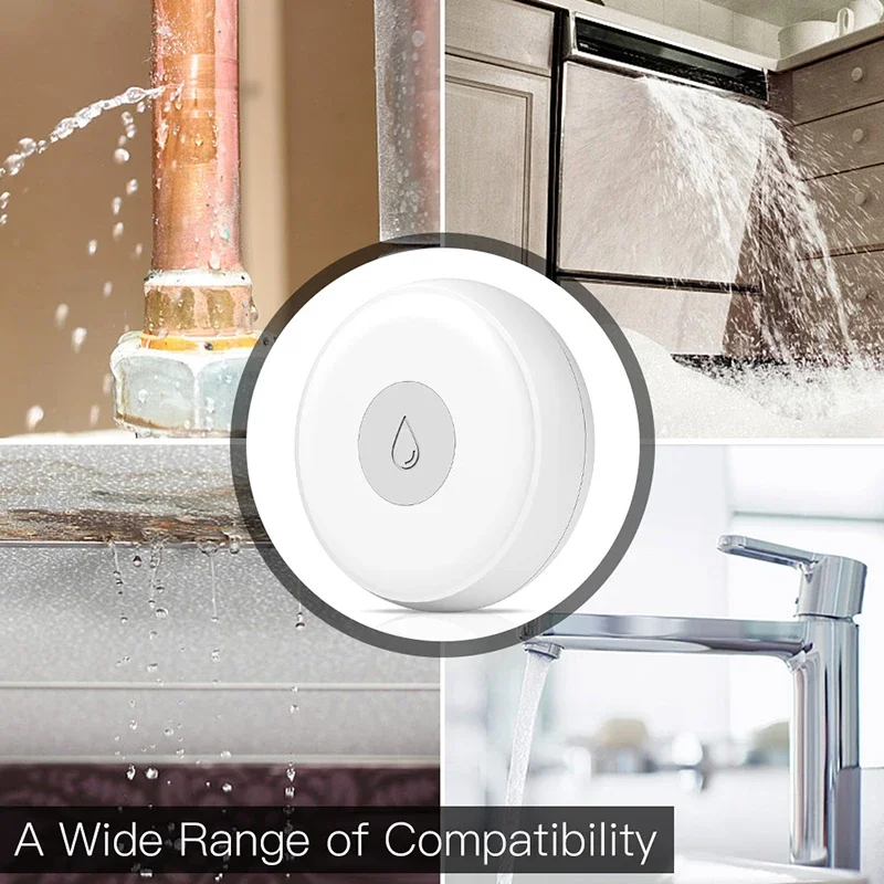 ZigBee Smart Flood Sensor Water Leakage Detector Flood Overflow Alert Security Alarm System Tuya/Smart Life App Remote Control
