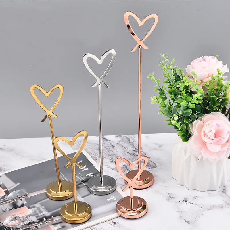 

20Pcs Stainless Steel Seat Card Holder Heart-shaped Table Plate Dining Table Display Plate Wedding Stand Celebration Number Clip