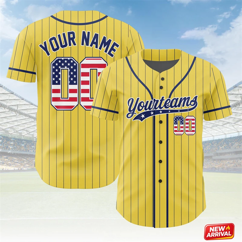 

Custom America Baseball Shirt Men Personalized Name Sports Jersey Tops Quick Dry Outdoor Summer New Short Sleeve Tee Shirts