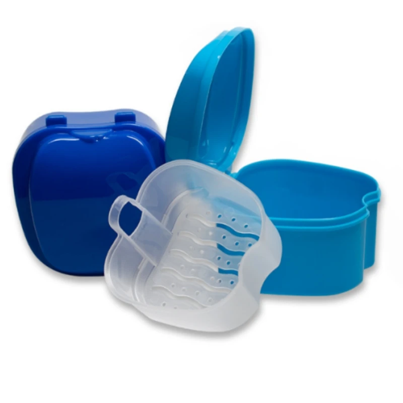 Denture Cleaning Bath Box Tooth Protector Retainer Case False Teeth Storage Box with Hanging Net Oral Hygiene Supplies