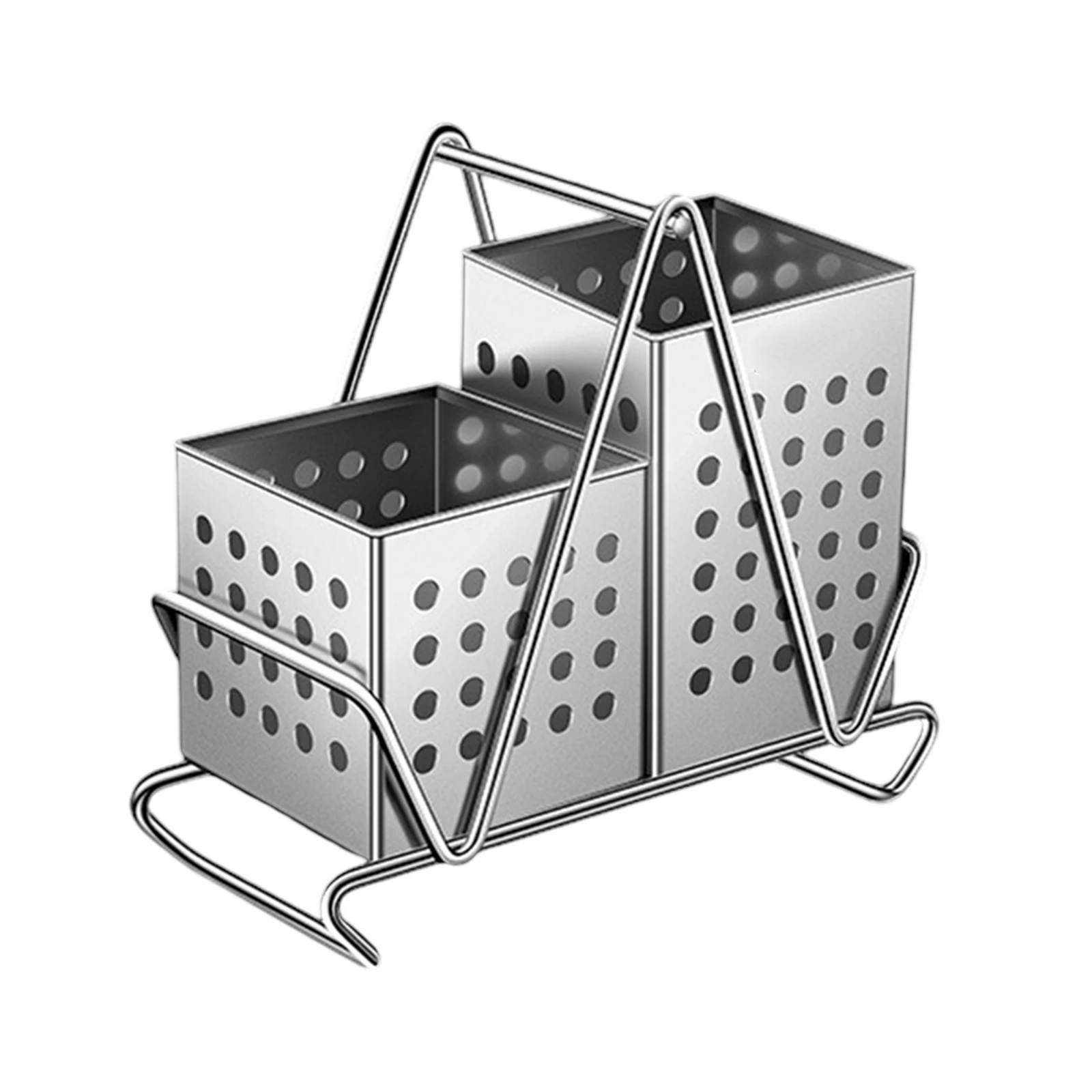 

Housewarming Chopstick Draining Basket Chopstick Holder Draining Holes Separate Compartments Stainless Steel Efficient Cooking