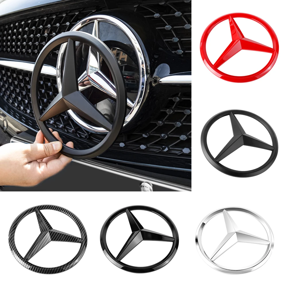 3D ABS Car Front Grille Badge Cover Decor Sticker Accessories For Mercedes Benz B/C/E/S Class A Class C200 GLC GLE CLA W166 W221