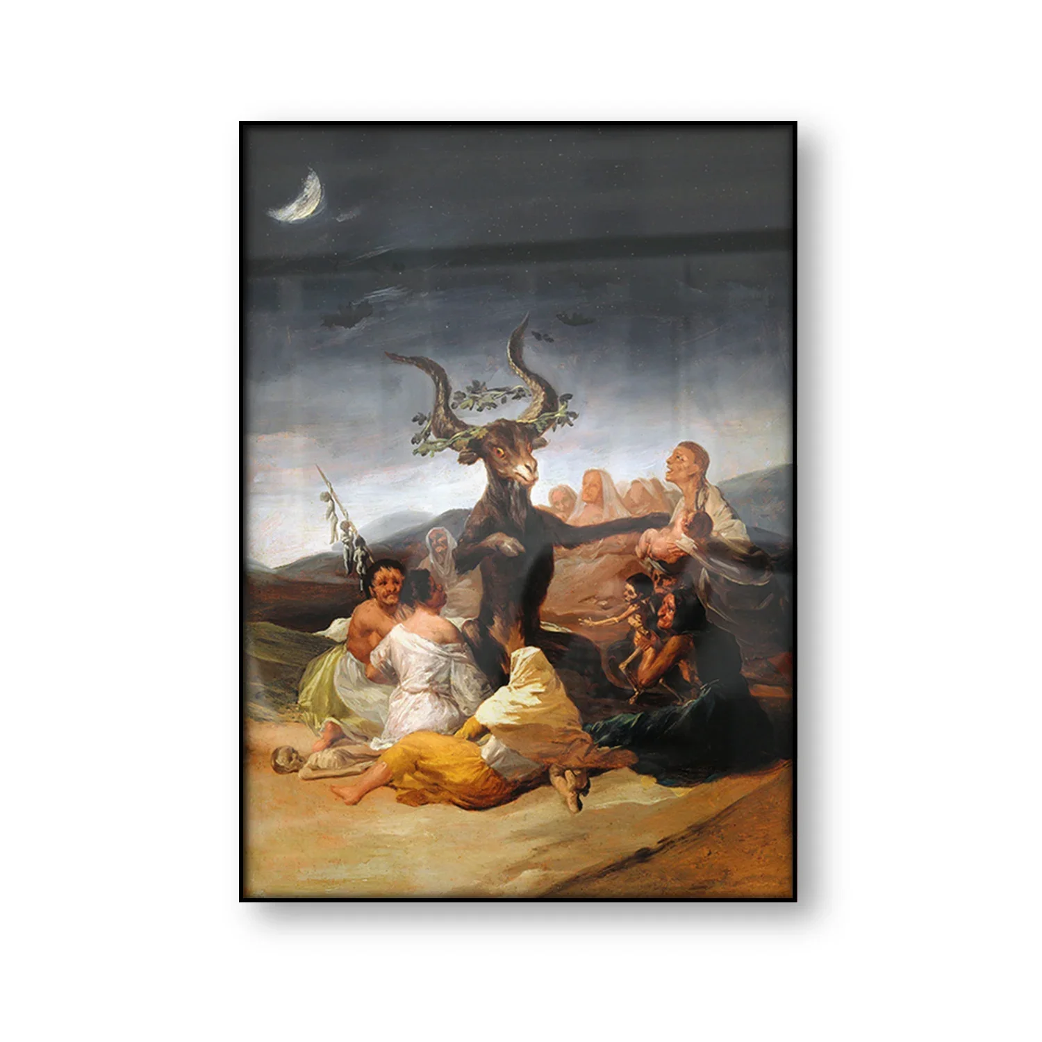Póster Vintage de Witches Sabbath Francisco Goya, pintura antigua, imagen artística de pared, decoración impresa en lienzo de cabra con cuernos de Satán y diablo
