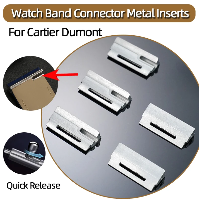 15.5mm 17.5mm 18.8mm Watch Band Connector Metal Inserts For Cartier Dumont Quick Release Leather Strap Metal Inserts Adapter