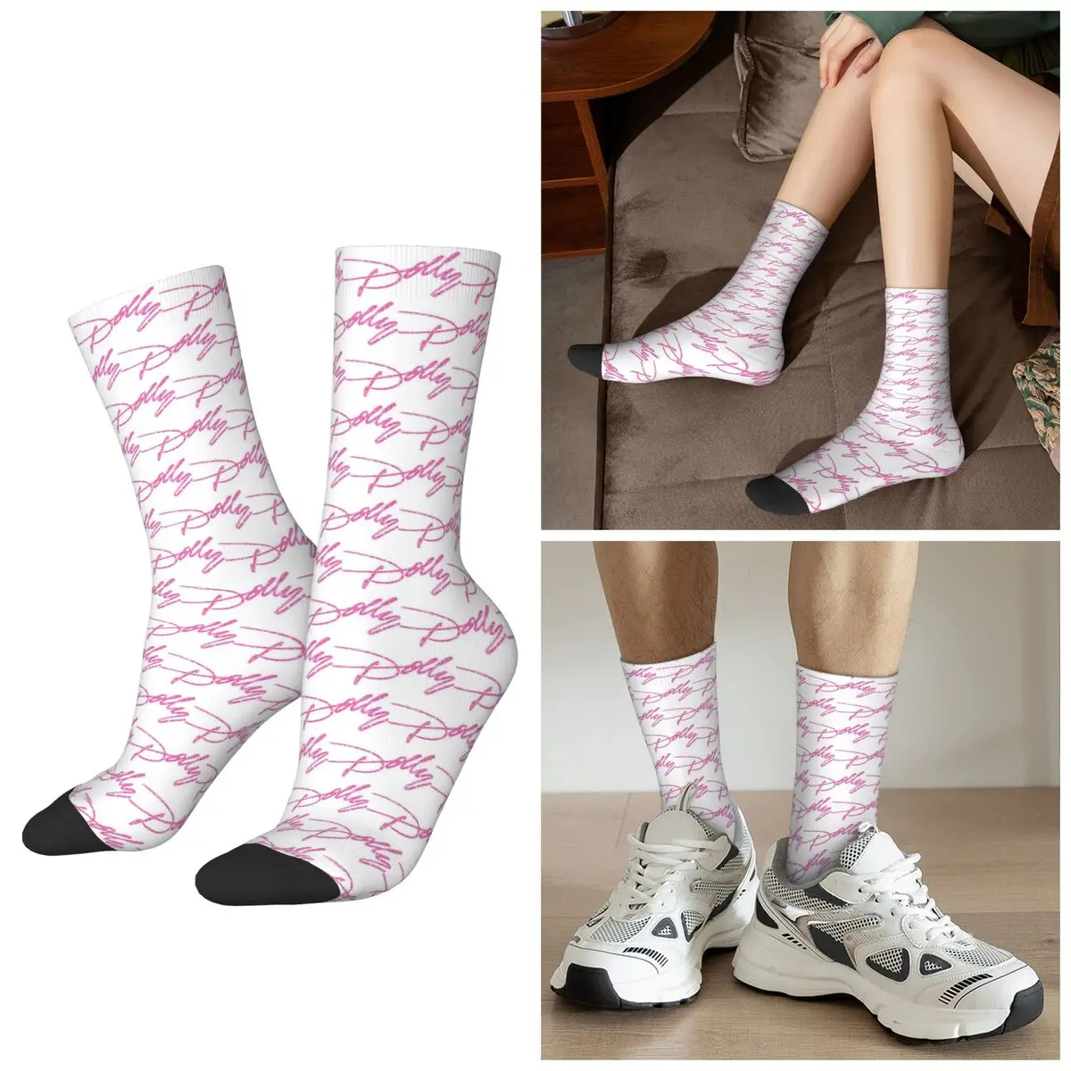 

All Seasons Dolly Parton Pink Sparkle Socks Harajuku Sport Middle Tube Socks Sweat Absorbing Stockings for Men Women Gifts