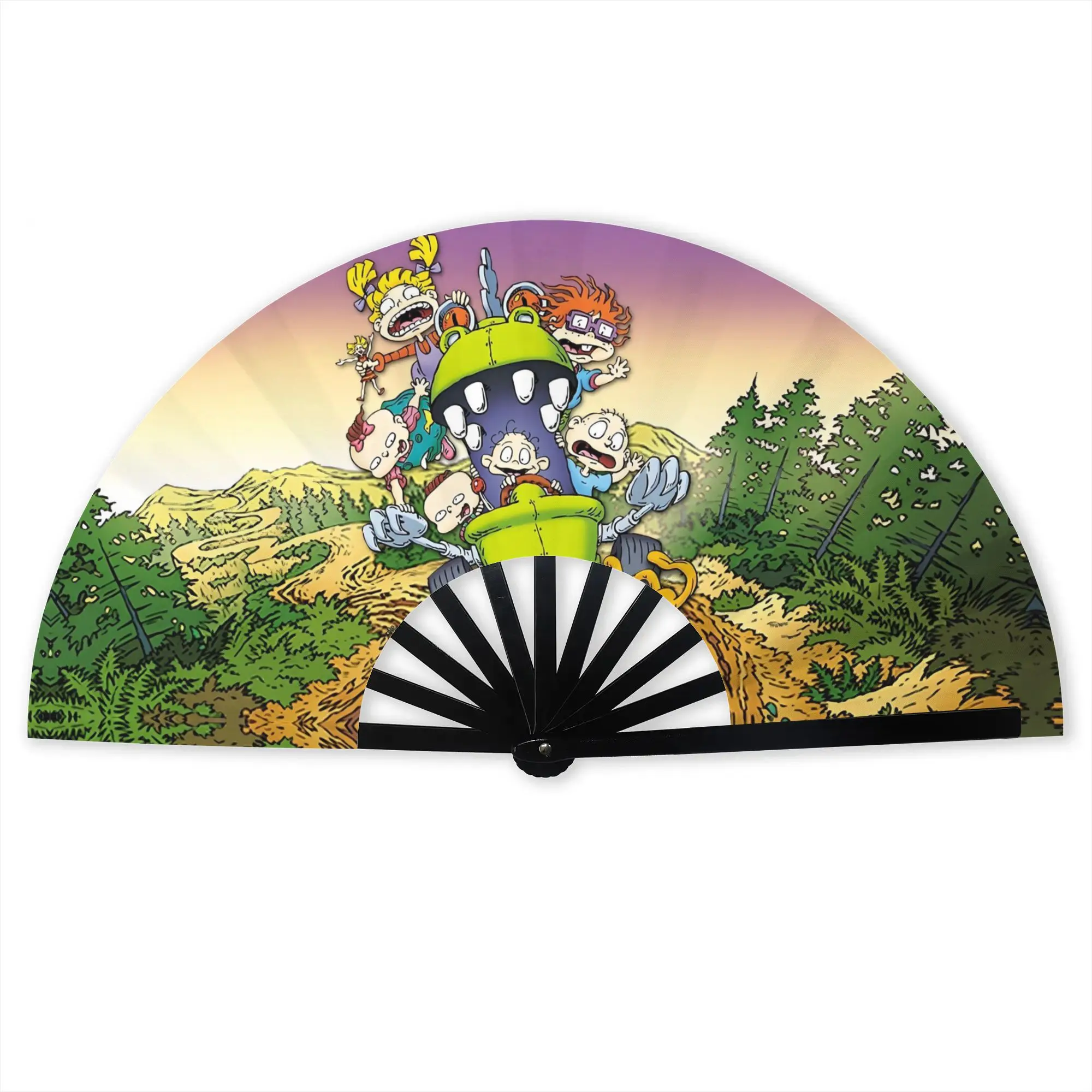R-Rugrats Portable Pocket Fan Travel Adventure Folding Fan Chinese Dance Cooling Handheld Fans