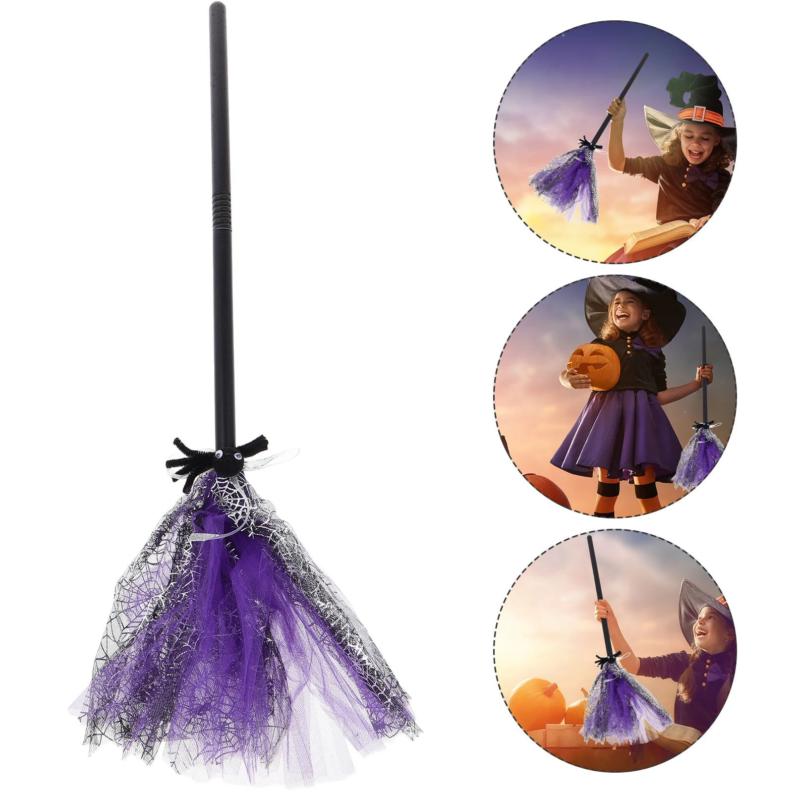 Halloween Witch Broom Witch Broomstick Cosplay Prop Halloween Costume Children Cosplay Costume Witch Detachable Magic Broom