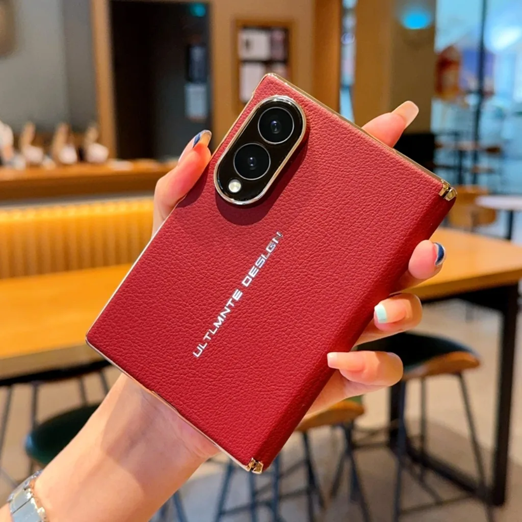 Luxury Lychee PU Leather Business Phone Case For Samsung Galaxy Z Fold 8 Ultra 7 Fold8 Fold7 Electroplated Shockproof Cover