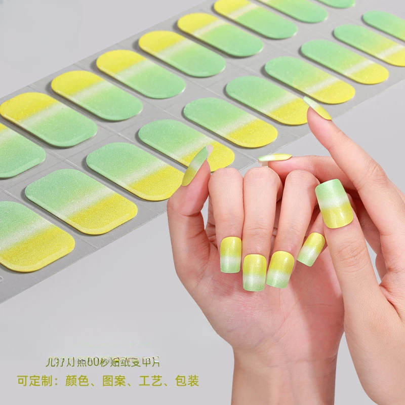 20 Strips Gradual Laser Semi-Cured Gel Nail Wraps Long Lasting Star Full UV Light Gel Cured Stickers Manicure DIY Decoration