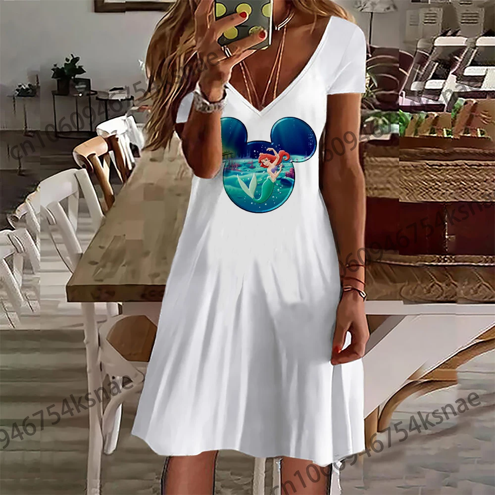 Disney   V Neck Clothes for Summer Woman Dress 2022 Fashion Women Skirts Women's Clothing Spring Summer 2022 Dresses Verano Sexy