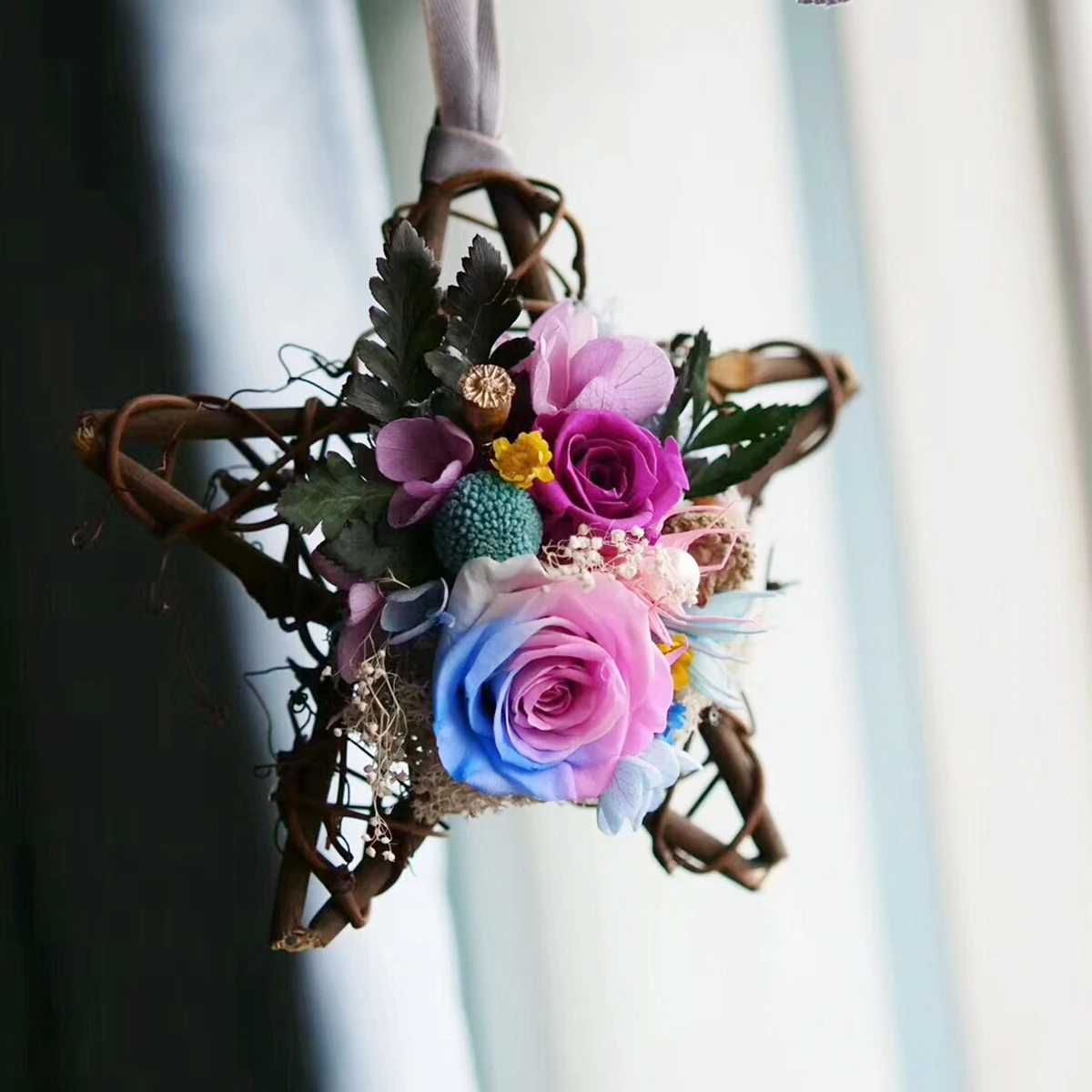 

2 Pcs Five-pointed Christmas Decoration Party Decorations Rattan Decoraiton Wreath Table Log Crafts Wedding