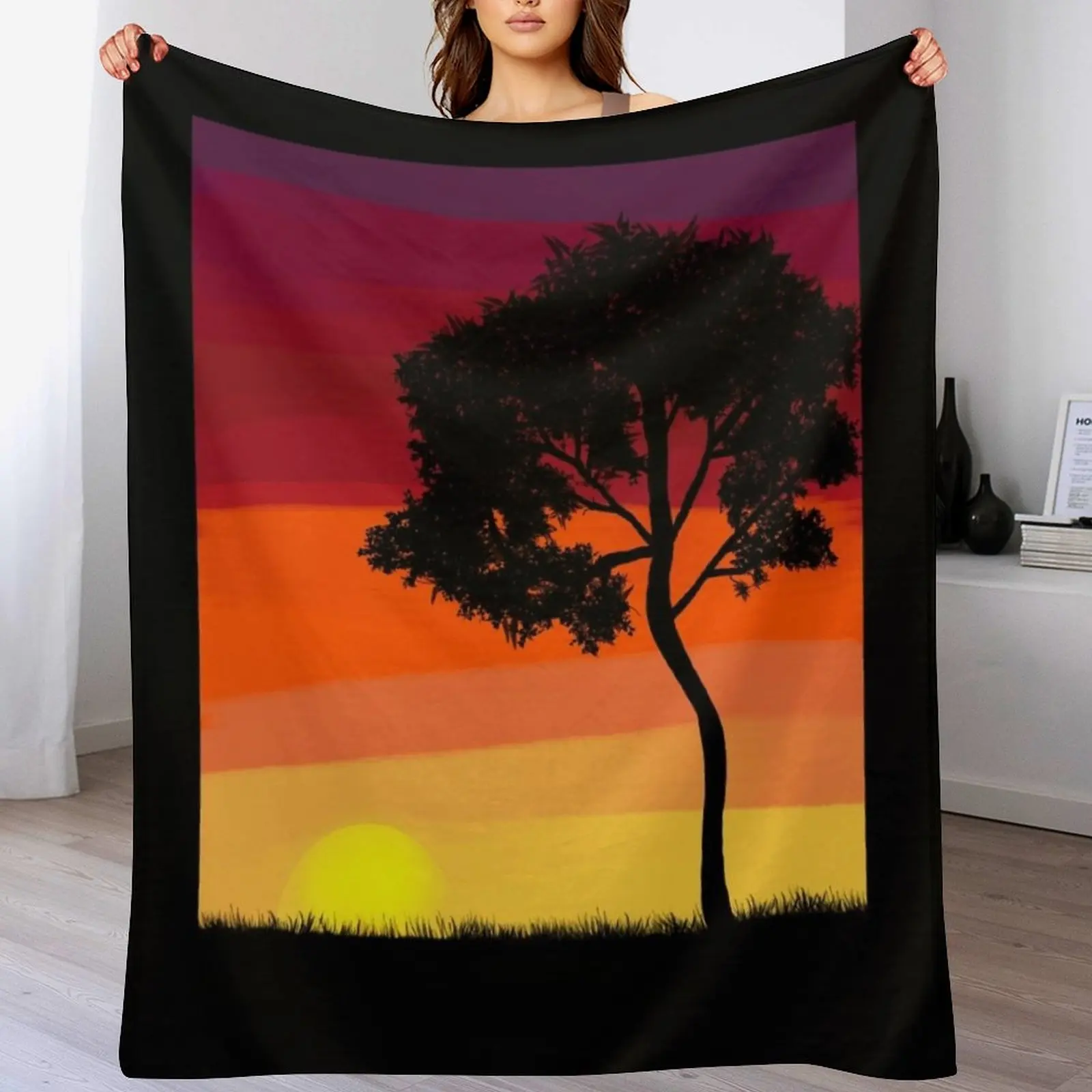 My Beginner Sunset Digital Painting Throw Blanket