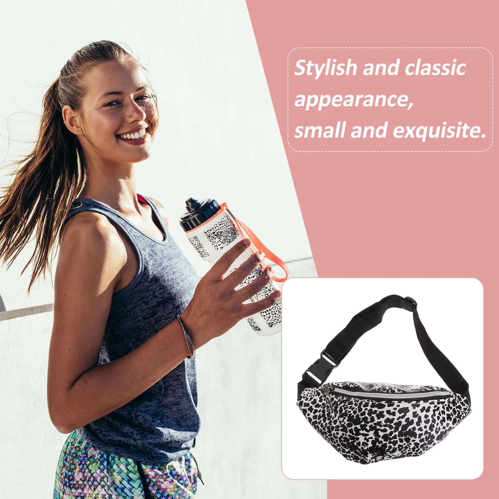 

Женская поясная сумка с леопардовым принтом, с двойной молнией, регулируемой застежкой, модная, легкая, для бега, путешествий, спортзала, повседневного использования