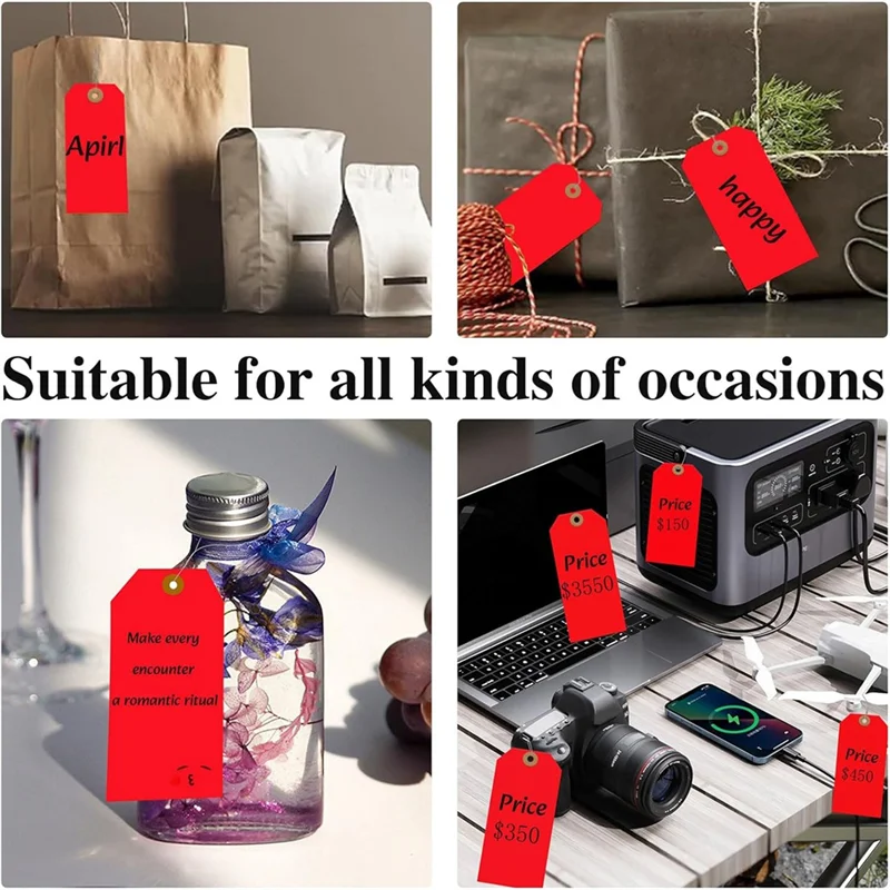 400 ป้ายการจัดส่งเปล่า,4.75X2.35 นิ้วแขวนแท็กเสริมหลุมและลวด,ผลิตภัณฑ์เครื่องประดับเครื่องแต่งกายป้ายBทนทาน