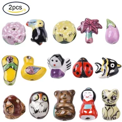 2-5PCS Handmade Porcelain Beads Famille Rose Style Monkey Camel for Jewelry Making Colorful Bead Ceramic Beads