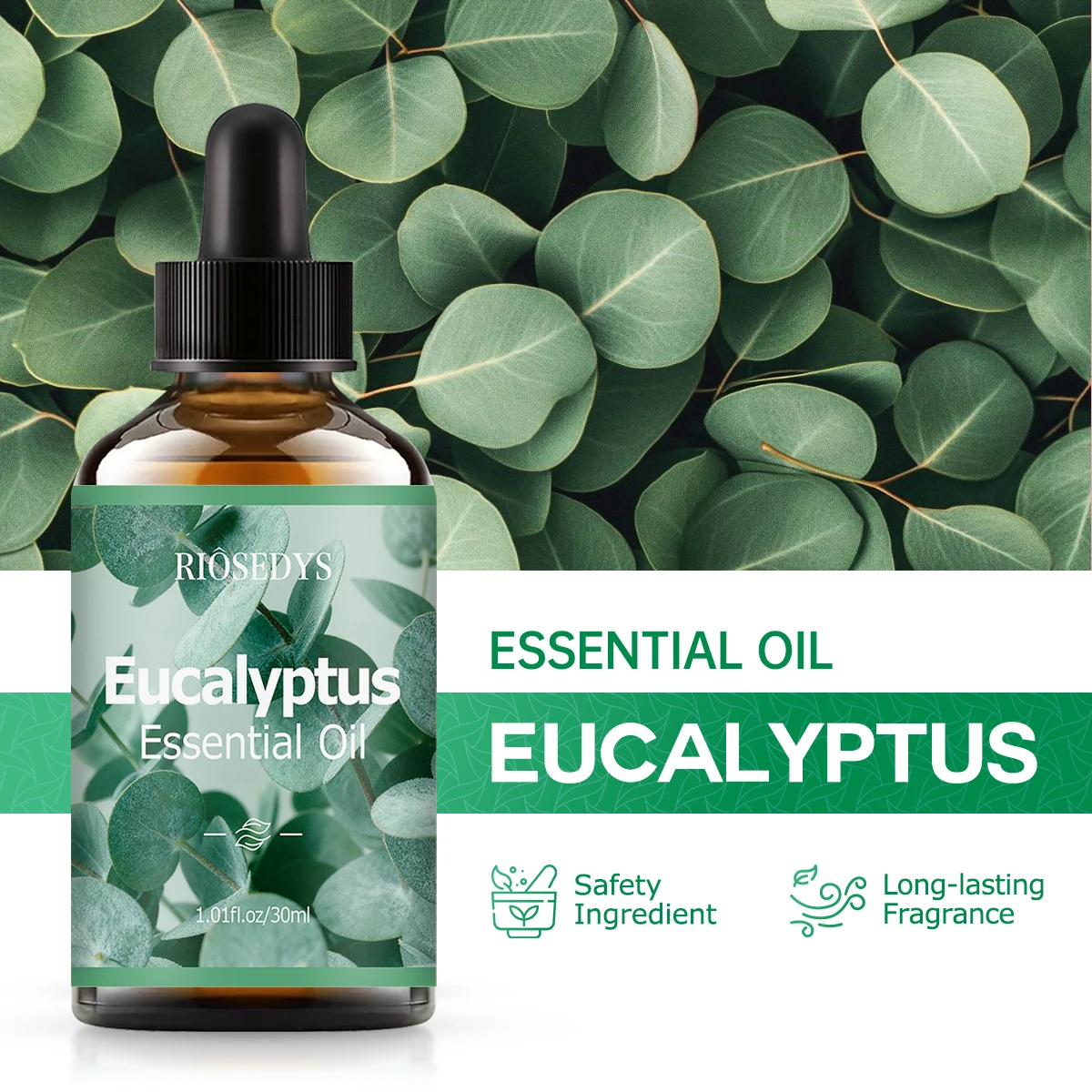 Eucalyptus essential oil, a botanical fragrance, nourishes hair and provides body massage care; suitable for all seasons.
