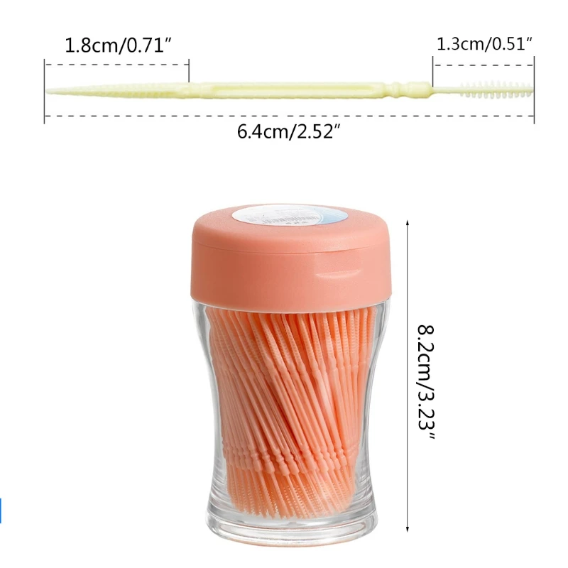 Y1UF 200 Stuks Plastic Tandenstoker Reizen Draagbare Dubbele Kop Tandheelkundige Orale Sticks Interdentale Floss