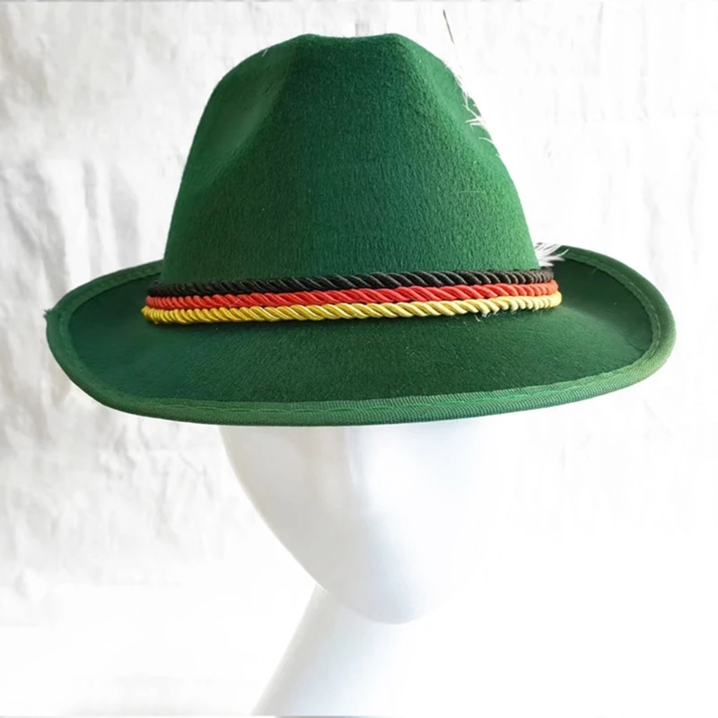 Lightweight Feather Decors Fedora Hat for Women Men Breathable Octoberfest with Feather Western Jazzs Felt