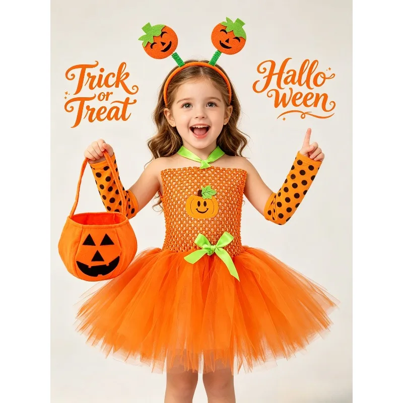 

Halloween Pumpkin Tutu Dress Family Matching Carnival Holiday Birthday Party Stage Performance Cosplay Festive Party Costume