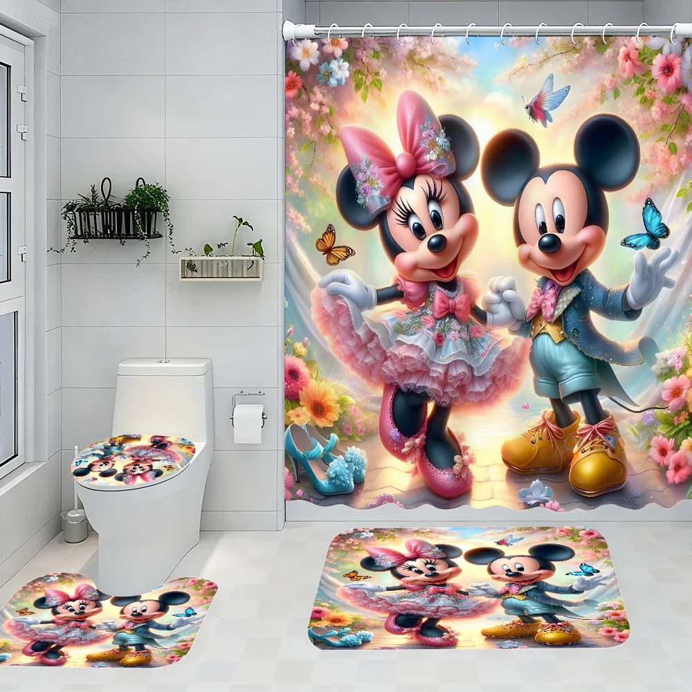 

Disney Mickey Mouse Bathroom Four-piece Set - Avant-garde Waterproof Shower Curtain, creating a complete bathroom kit