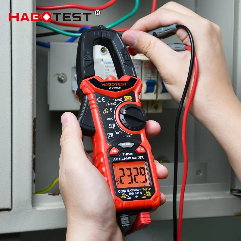 

Цифровой измеритель зажима HABOTEST HT206A HT206B HT206D 600A AC DC, двухцветный, с подсветкой