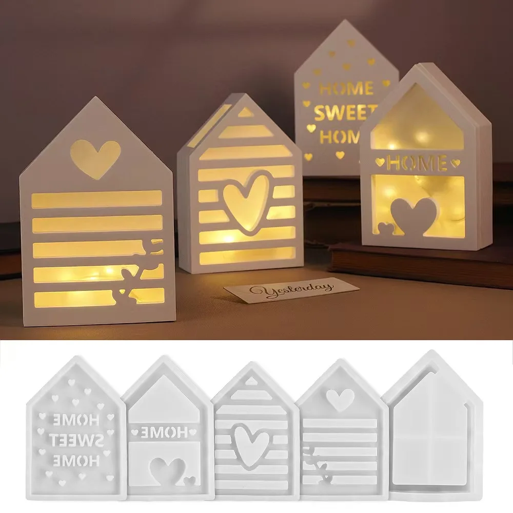 Love House Ornaments Silicone Mold Combination DIY Epoxy Resin Gypsum Pouring Mold Home Decoration Crafts Ornaments