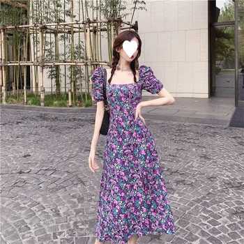플러스 사이즈 여성용 우아한 긴 소매 폴카 포인트 맥시 원피스, 캐주얼 여행 휴가 쉬폰 원피스, 3XL 4XL