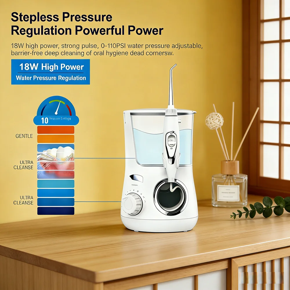 

Dental Oral Irrigator 10 Modes Electric Water Flosser 5 Nozzles Rechargeable Teeth Cleaner for Travel & Home