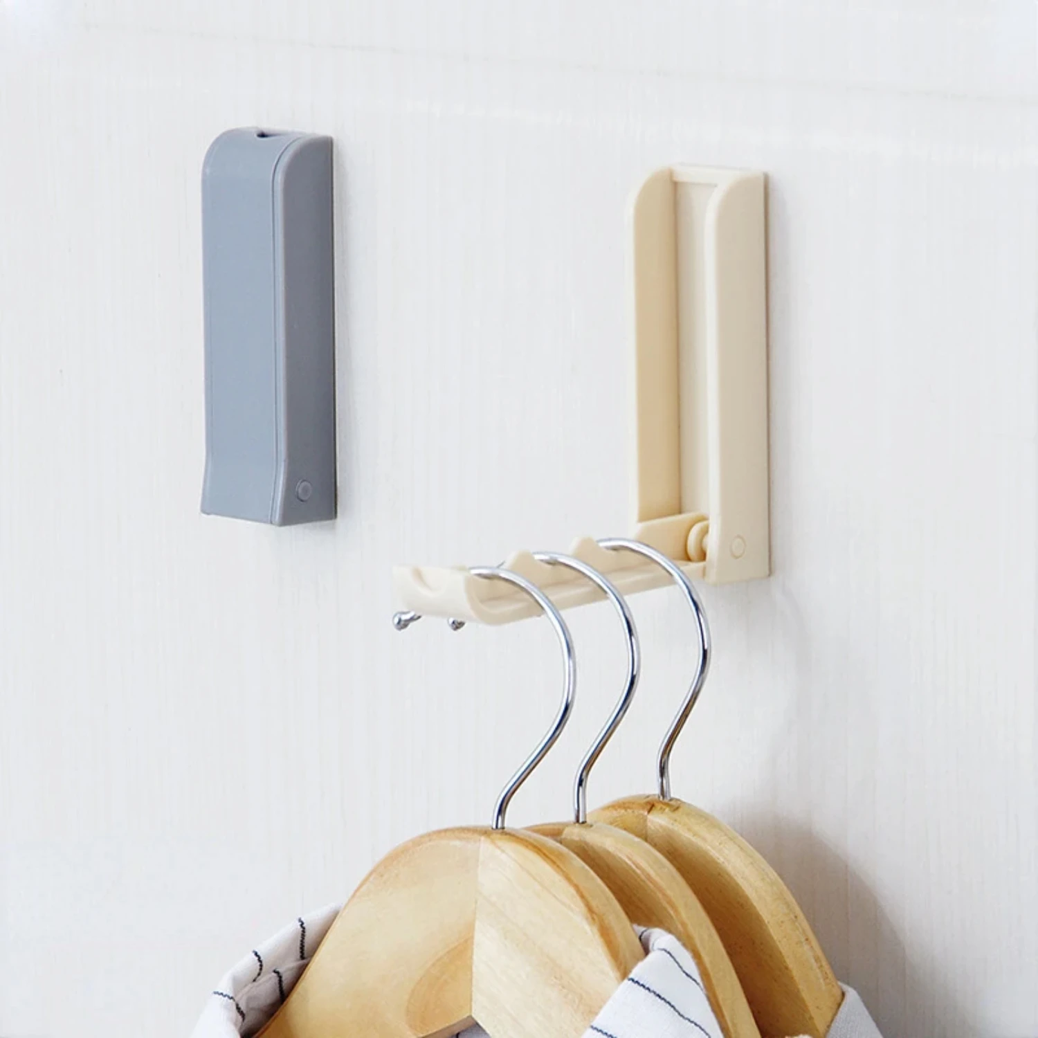 Space Saving Foldable Wall Mounted Hanging Bathroom Adhesive Holders, Punchless Drying Racks, and Door Hangers Accessories