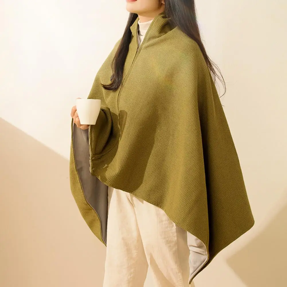 Camping Heating Shawl Usb-powered Shawl Blanket 2-in-1 Electric Heating Scarf Wireless Foldable Poncho Soft Zipper Winter Wrap