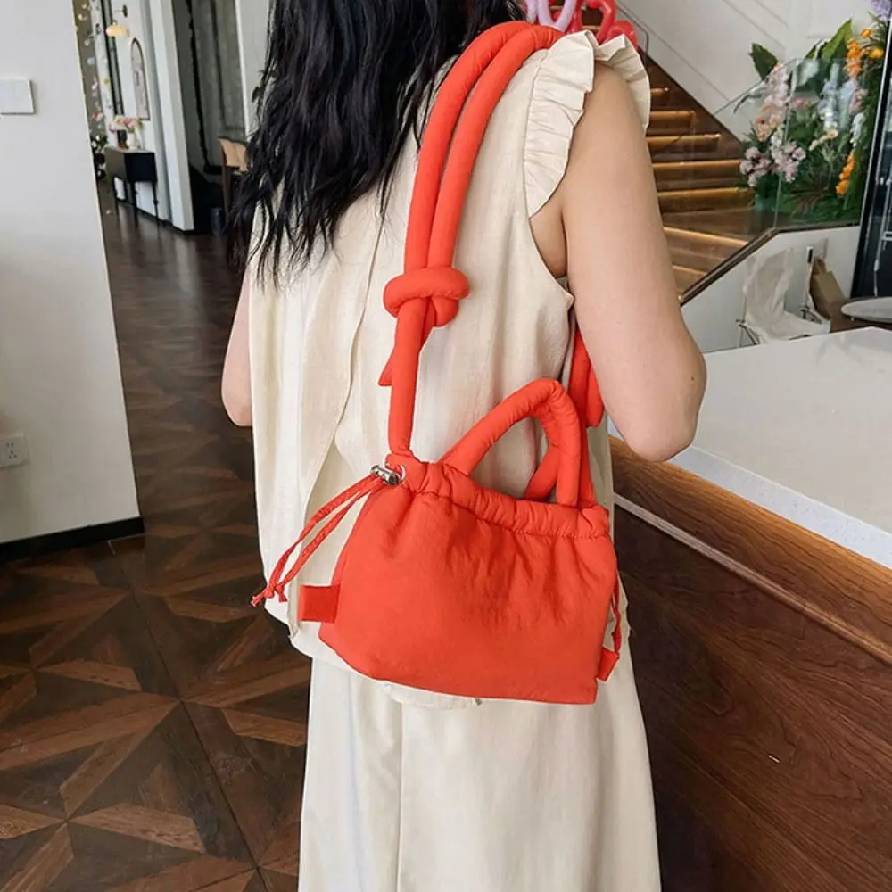 Bolso de mano con cordón de Color sólido, mochila acolchada de nailon de gran capacidad, suave, cruzada, de doble propósito, para viaje