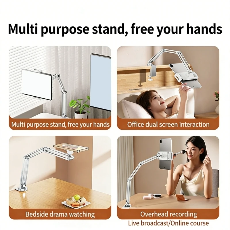  Portable Aluminum Alloy Phone Stand Foldable Design 4 Axises Heights Adjustment