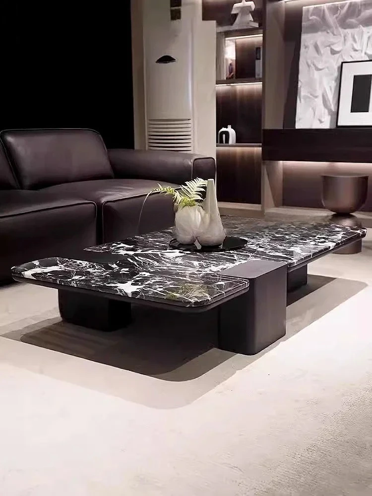 

Простой мраморный журнальный столик в скандинавском стиле, черный прямоугольный дом для гостиной на вилле, дизайнерский чайный столик на заказ