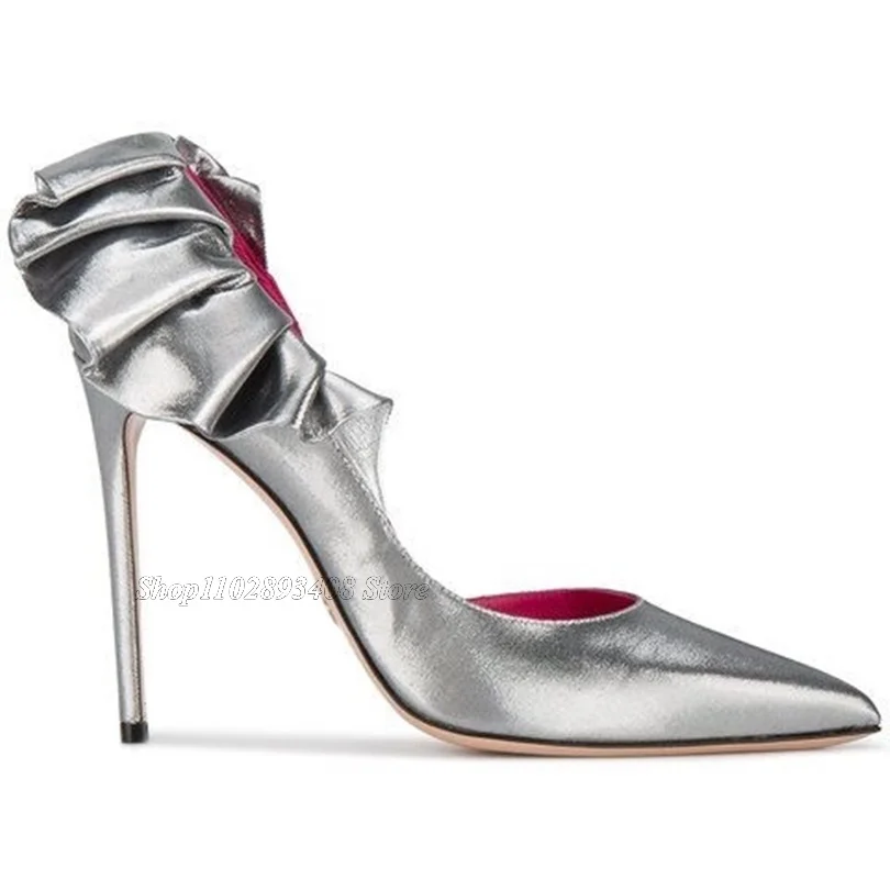 

Silver Trim Shallow Stiletto Pumps Pointed Toe Solid Party Slip on Spring Fashion Casual Women Shoes 2024 Zapatos Para Mujere