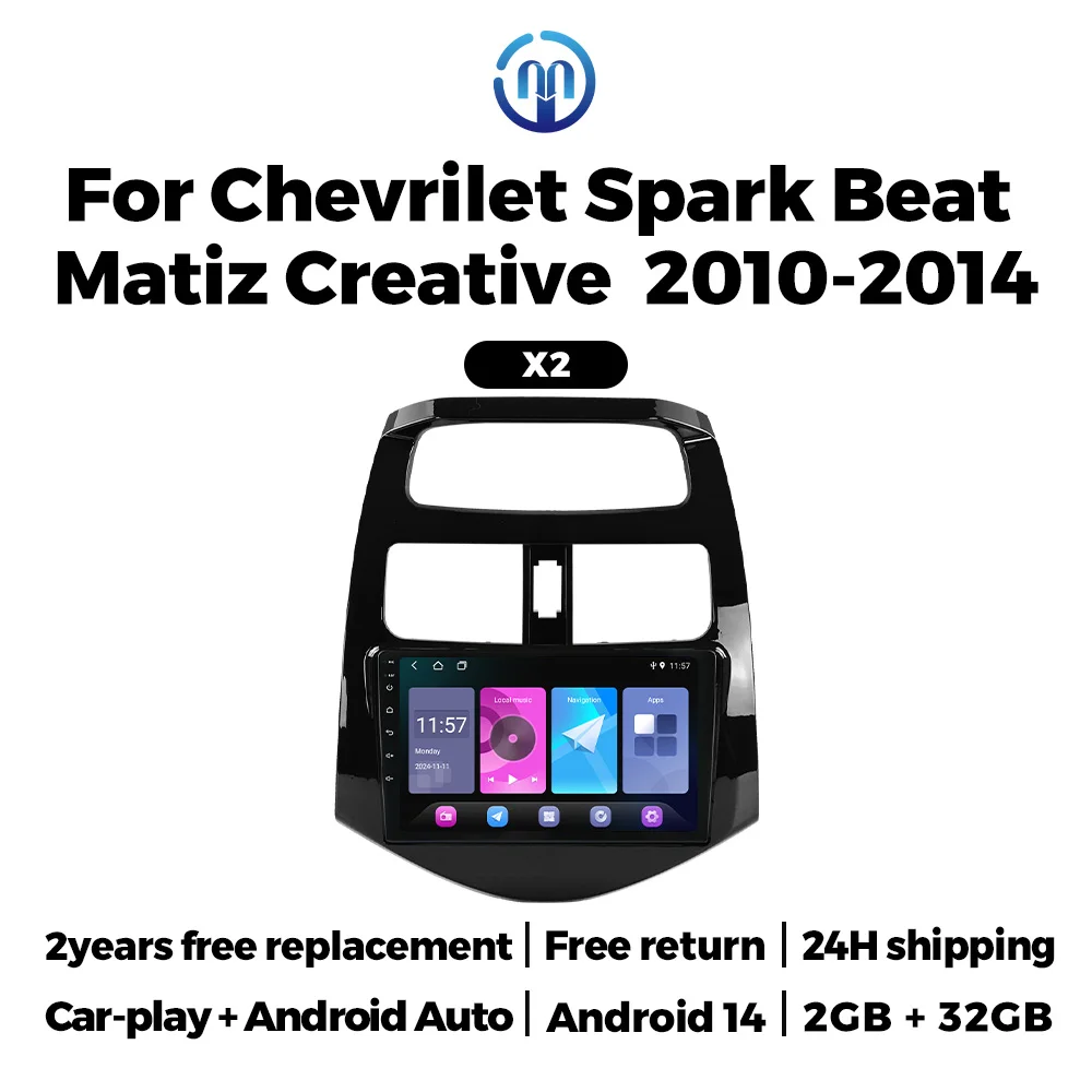 Navifly Car Radio For Chevrolet Spark Beat Matiz Creative 2010 - 2014 Android Carplay Multimedia Video Player Head Unit WIFI GPS