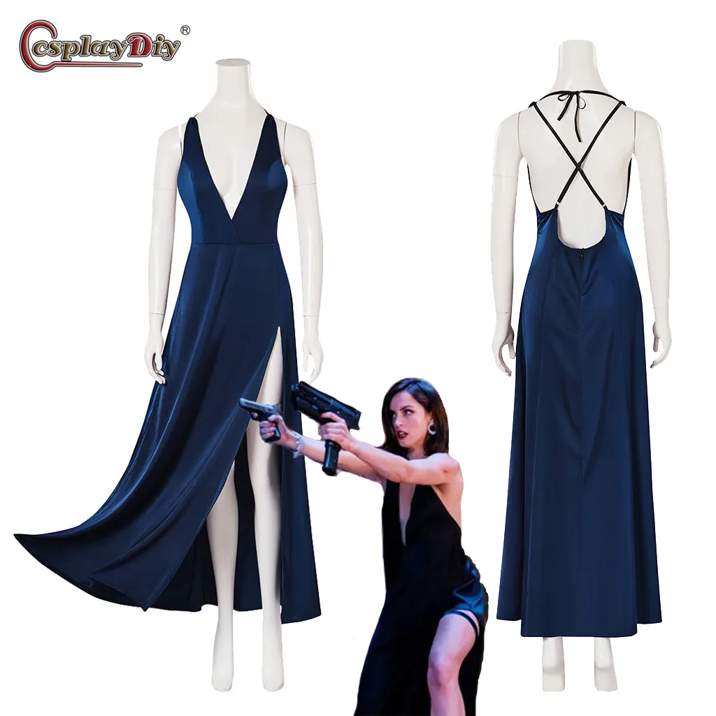 

Cosplaydiy Movie ballerina Costume Women's Long Deep V Neck Prom Dresses High Fork Formal Evening Party Gowns Halloween outfits