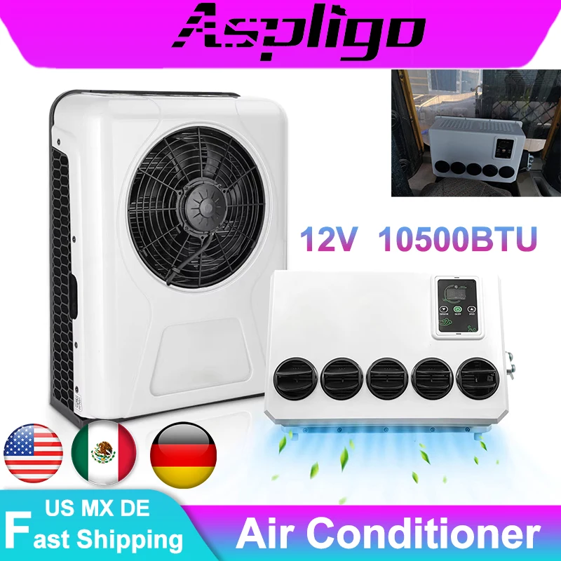 

10500BTU Electric Car Split Air Conditioner Automotive Parking Air Conditioning System For Bus Camp Van Tractor Truck Germany