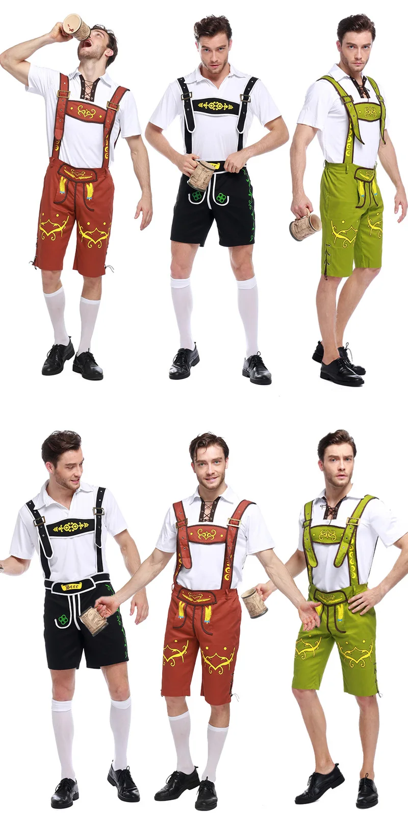 Adult Medieval Oktoberfest Lederhosen Costume Man Bavarian Octoberfest German Festival Beer Male Cosplay Halloween Party Costume