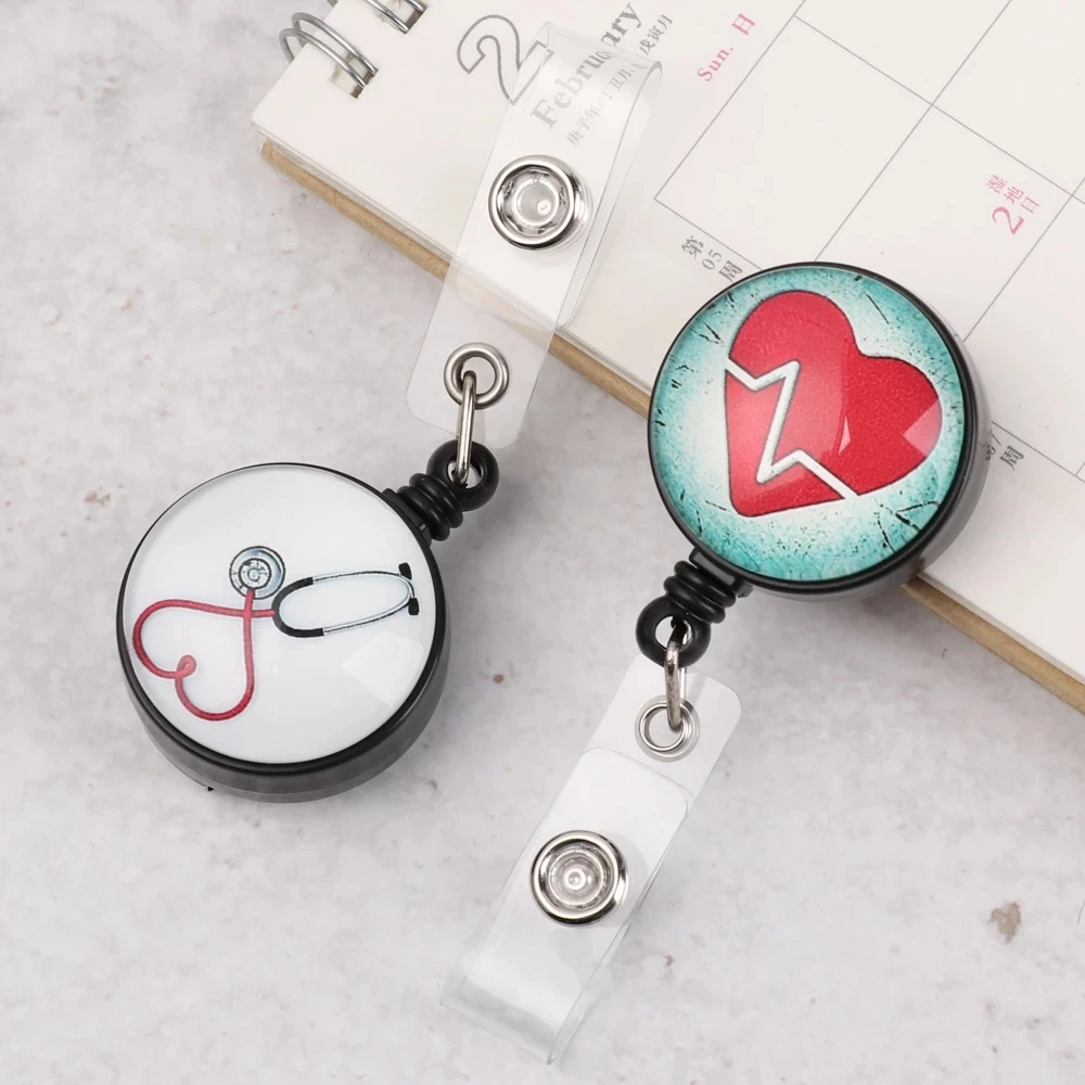 Work Card Name Card Holder Badge Holder Clip Card Holder Clip ID Card Key Chain Retractable Badge ID Badge Holder Nurse Doctor
