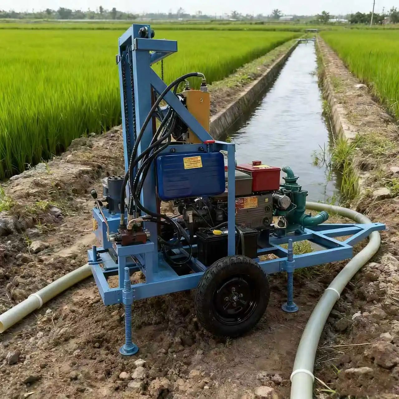 Up to 200 meters depth portable water well drilling rig wheel power fast penetration
