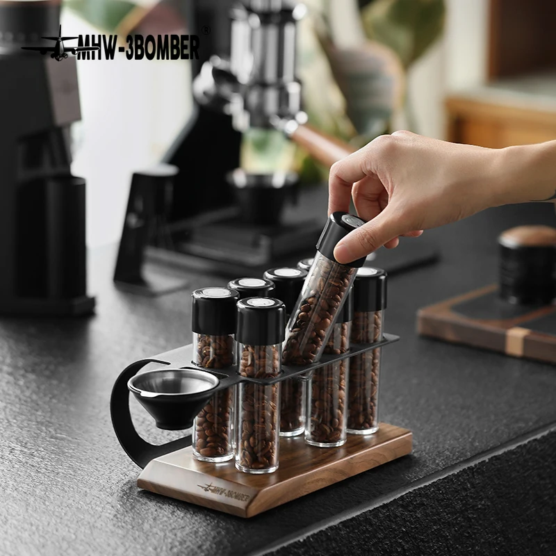 

Coffee Beans Tea Display Rack Stand Cereals Canister Creative Glass Test Tube Sealed Storage Rack Clear Glass Bottle Rack