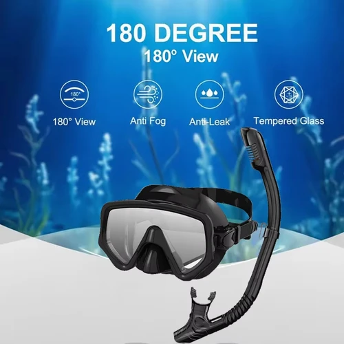 Imagen 2 del producto XIAOTREE - Juego de Máscara y Snorkel para Adultos, Vidrio Templado, Snorkel Completamente Seco, Equipo Profesional de Snorkel Panorámico
