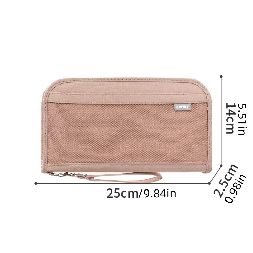 Multifunctional Card Holder with Zipper Anti Theft Business Passport Bag Document Storage Large Capacity ID Card Protector