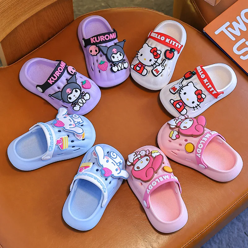 Sanrio Children\'s Fashion Cartoon Sandals and Slippers Summer Boys and Girls Anti Slip Soft Soles Infants Children Hole Shoes