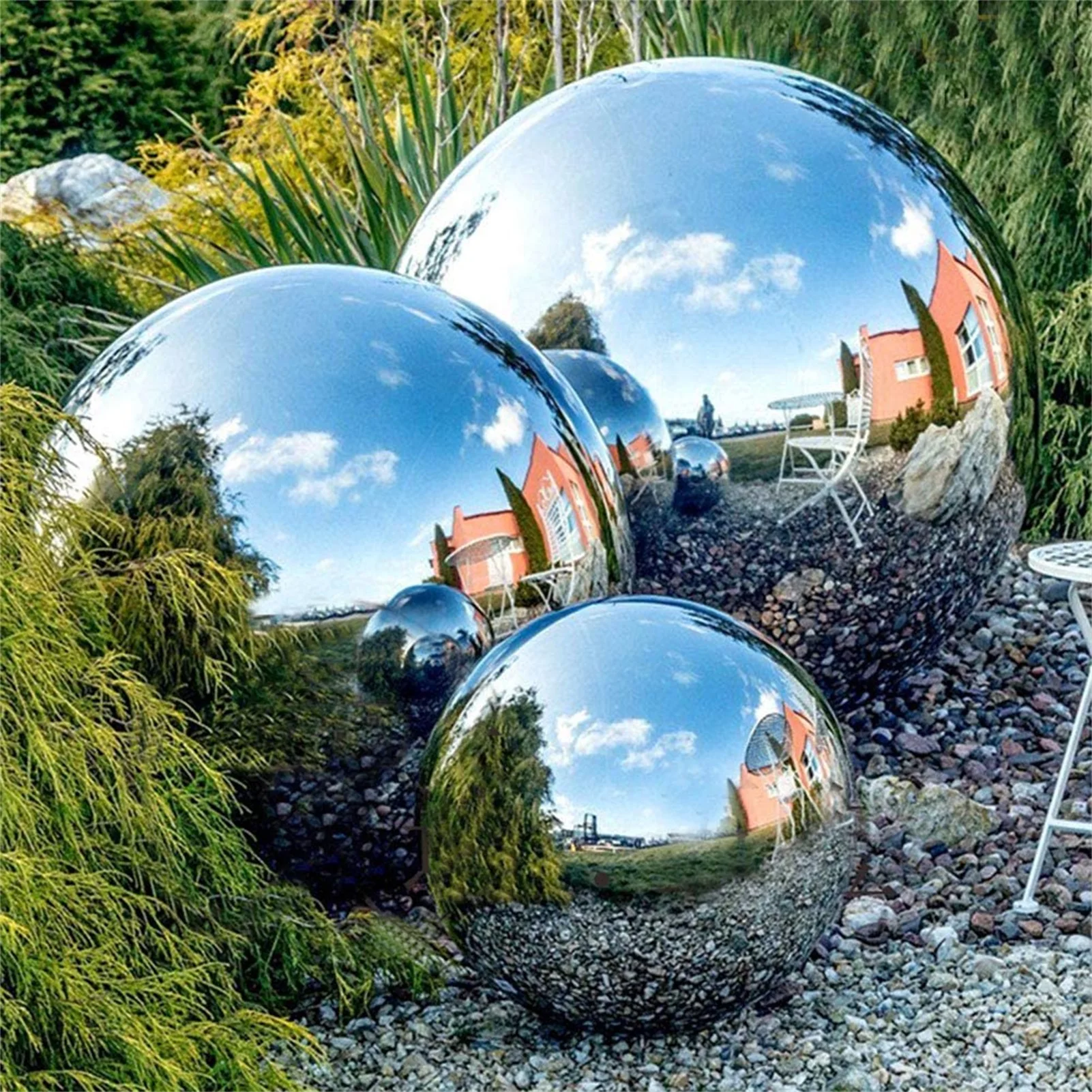 19/38/51/76/100mm High Gloss Glitter Steel Ball Sphere Mirror Hollow Ball For Home Garden Decoration Supplies Ornament