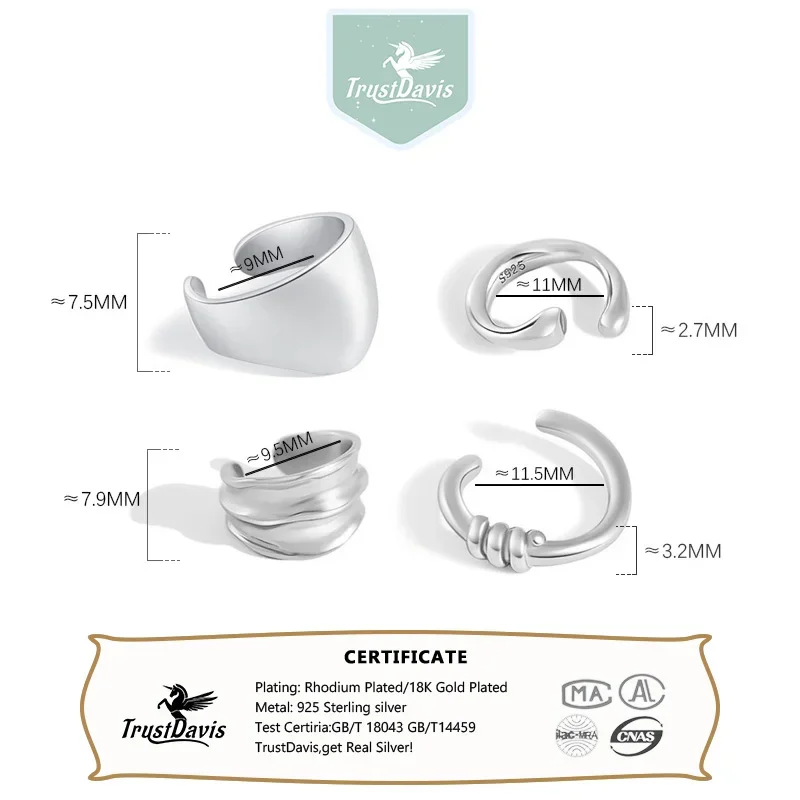 TrustDavis-pendientes de plata de ley 925 para mujer, aretes con Clip, para mamá, niña, joyería de fiesta DS3931