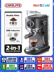 Cafelffe caffettiera 19Bar Inox Semi automatico Super sottile ESE POD & Powder Espresso Cappuccino macchina in acciaio Inox freddo/caldo