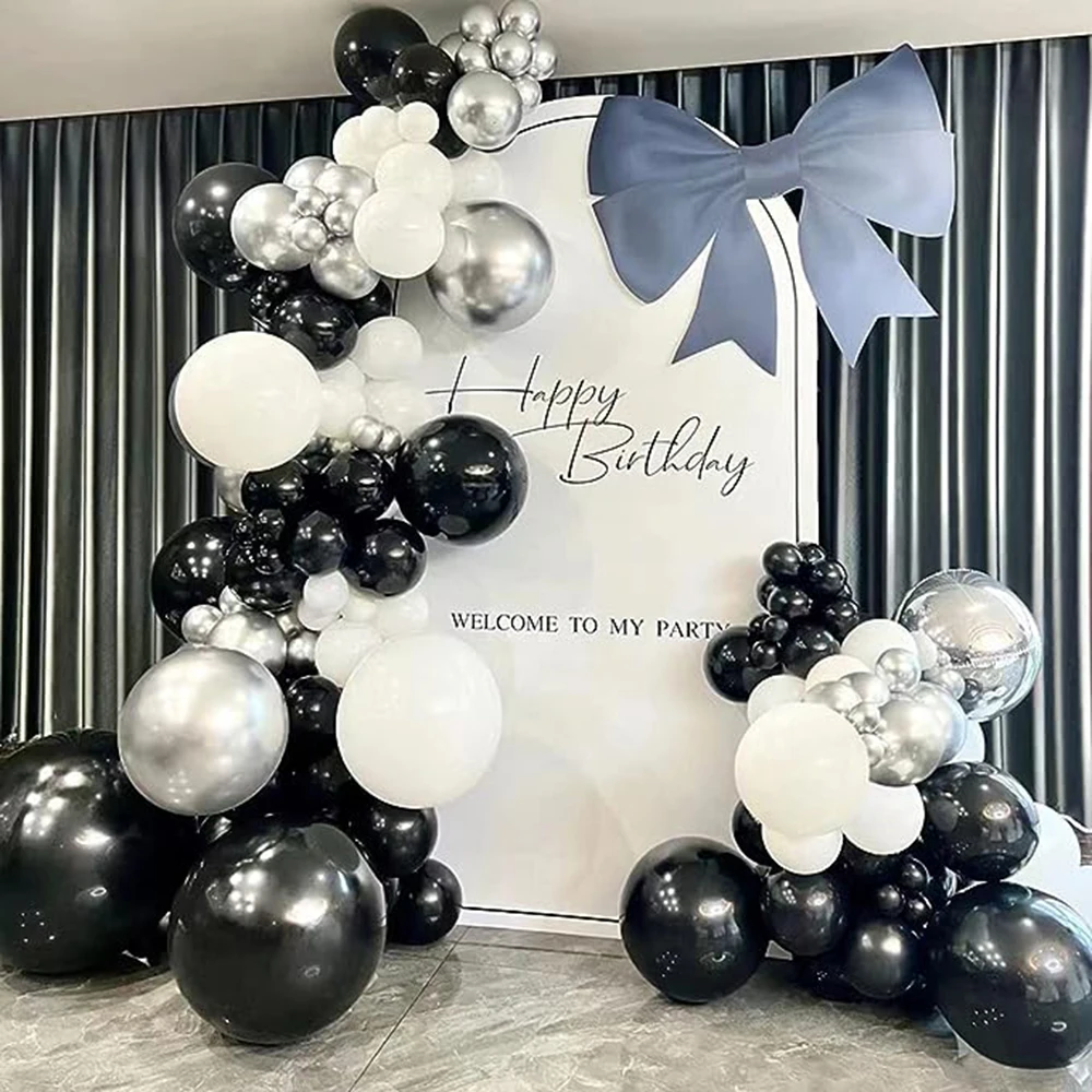 Birthday Balloons Garland Arch Black White Latex Balloon Kit Kid Baby Shower Party Decor Wedding Anniversary Decoration Supplies